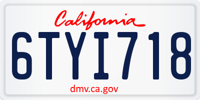 CA license plate 6TYI718