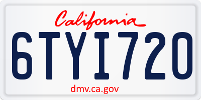 CA license plate 6TYI720