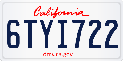 CA license plate 6TYI722