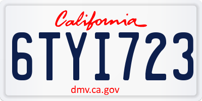 CA license plate 6TYI723