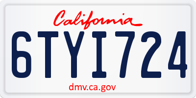 CA license plate 6TYI724