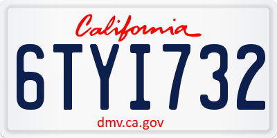 CA license plate 6TYI732
