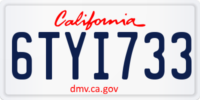 CA license plate 6TYI733