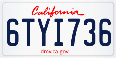 CA license plate 6TYI736