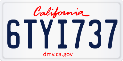CA license plate 6TYI737