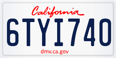 CA license plate 6TYI740