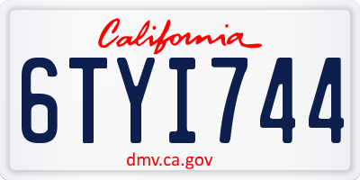 CA license plate 6TYI744