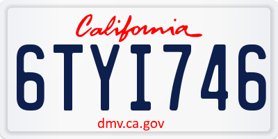 CA license plate 6TYI746