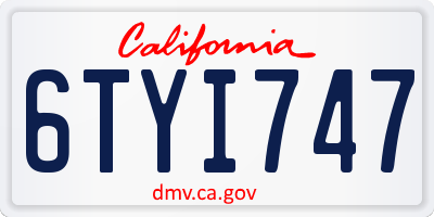 CA license plate 6TYI747