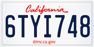 CA license plate 6TYI748