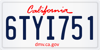 CA license plate 6TYI751