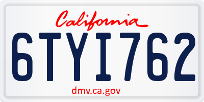CA license plate 6TYI762
