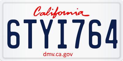 CA license plate 6TYI764