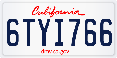CA license plate 6TYI766