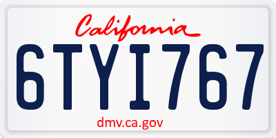 CA license plate 6TYI767