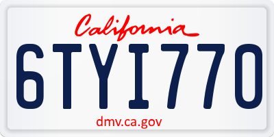 CA license plate 6TYI770