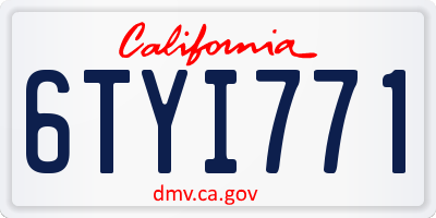 CA license plate 6TYI771