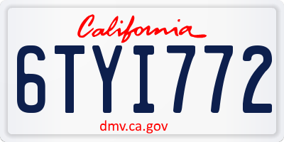 CA license plate 6TYI772