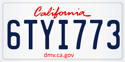 CA license plate 6TYI773