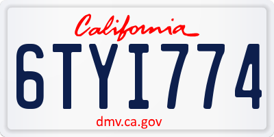 CA license plate 6TYI774