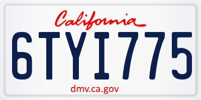 CA license plate 6TYI775