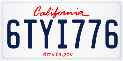 CA license plate 6TYI776