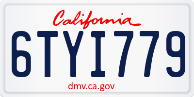 CA license plate 6TYI779