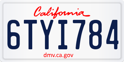 CA license plate 6TYI784