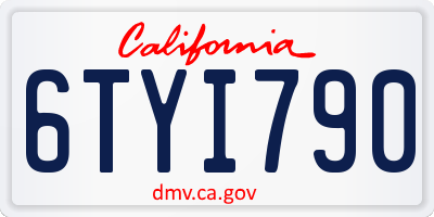 CA license plate 6TYI790