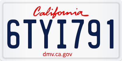 CA license plate 6TYI791