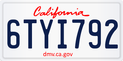 CA license plate 6TYI792