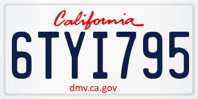 CA license plate 6TYI795