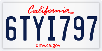 CA license plate 6TYI797