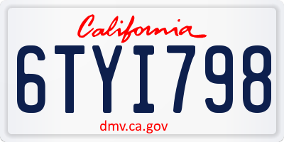 CA license plate 6TYI798