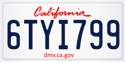 CA license plate 6TYI799