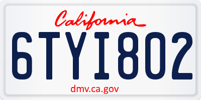 CA license plate 6TYI802