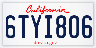 CA license plate 6TYI806