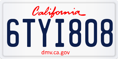 CA license plate 6TYI808
