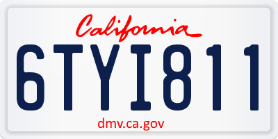 CA license plate 6TYI811