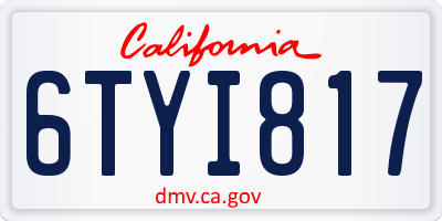 CA license plate 6TYI817
