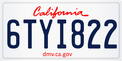 CA license plate 6TYI822