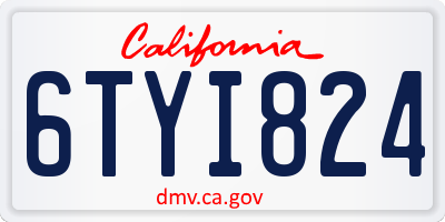 CA license plate 6TYI824