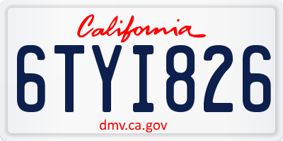 CA license plate 6TYI826