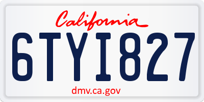 CA license plate 6TYI827