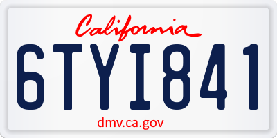 CA license plate 6TYI841