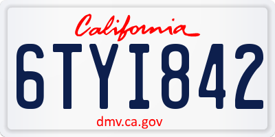 CA license plate 6TYI842