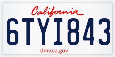 CA license plate 6TYI843