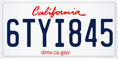 CA license plate 6TYI845