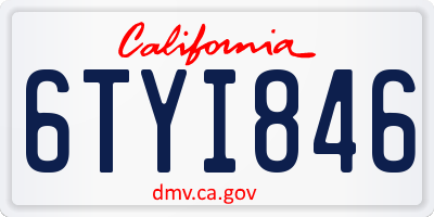 CA license plate 6TYI846