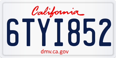 CA license plate 6TYI852